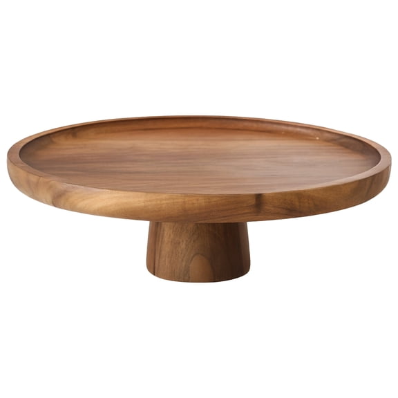 9.9 in / 25 cm Retro Wood Cake Display Stand, Wooden Dessert Plate, High Foot Design, Great for Fruit and Pastry, Kitchen & Dining Table Use