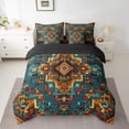 thumbnail image 2 of Homewish Western Tribal Aztec Twin Bedding Sets 7-Piece, Vintage Mandala Rustic Bedding Comforter Set, Teal Orange Triangle Reversible Sheet Sets, Lightweight Room Decor, 2 of 7