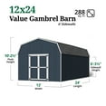thumbnail image 4 of Little Cottage Co. 12x24 Value Gambrel Barn with 6 ft. Sidewalls with Floor, Outdoor Wood Storage Shed Do-It-Yourself Precut Kit, 4 of 14