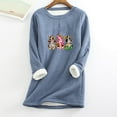 thumbnail image 1 of Hauts Grande Taille pour Femmes Col Rond Poche Épaissie en Peluche Chaude Manches Longues Blouses en Liquidation, 1 of 5