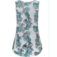 thumbnail image 4 of FASHIONWT Women Crew Neck Floral Printed Ruched Sleeveless T-Shirt Top, 4 of 7