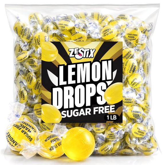 Sugar Free Lemon Drops Candy, 1 lb Individually Wrapped Hard Candy with Bright Lemon Flavor