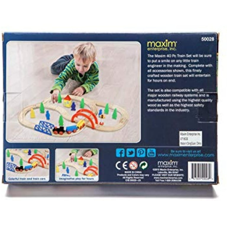 Maxim Kids Railway Wooden Train Set (40 Pieces) Play Train Set