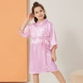 thumbnail image 6 of Povozer Kids Girls Silky Satin Robes Toddler Baby Casual Silky Satin Robe Kid Solid Silk Kimono Robe Children Wedding Birthday Spa Party for D,Light Pink, 6 of 8