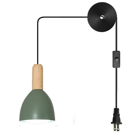 JLOWCO Farmhouse Corded Hanging Light Fixture Plug in Light Socket Modern Pendant Lights Kitchen Island Lighting hanging lights Kitchen Island Green Farmhouse (LED Bulb Include)
