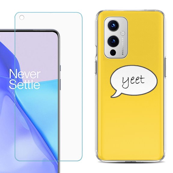 Slim-Fit TPU Phone Case Compatible with OnePlus 9 5G, with Tempered Glass Screen Protector, by OneToughShield ® - Yeet