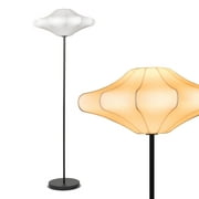 Brightech Atlas Tall Floor Lamp with Unique Resin Shade & LED Bulb, Elegant Lamp for Living Rooms & Offices, LED Floor Lamp, Modern Standing Lamp for Bedroom, Great Living Room Dcor - Black