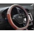thumbnail image 4 of Funda para volante de coche en forma de D, color beige y marrón. Protector para volante de coche en forma de D, diámetro 38 cm (15"), piel sintética [parte inferior plana]., 4 of 4