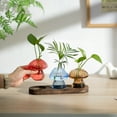 thumbnail image 6 of Glasseam Mushroom Glass Plant Propagation Station Set of 3: Unique Hydroponic Planter with Wood Stand, Cute Terrarium Jars for Indoor Plants, Perfect Home or Office Decor for Plant Lovers, 6 of 9