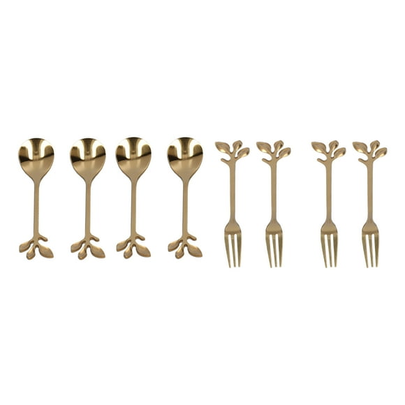 CHICIRIS Dessert Spoon,8Pcs Branch Design Coffee Spoon Stainless Steel Fruit Fork Dessert Jam Ice Cream Tea Scoop,Ice Cream Spoon