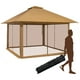 thumbnail image 1 of Costway Pabellón Plegable con 4 Laterales de Malla, Carpa de Jardín 4 x 4 m con Altura Ajustable y Bolsa de Transporte, Cenador Plegable Impermeable para Exteriores, Patio, Terraza, Camping, Café/Gris, 1 of 3