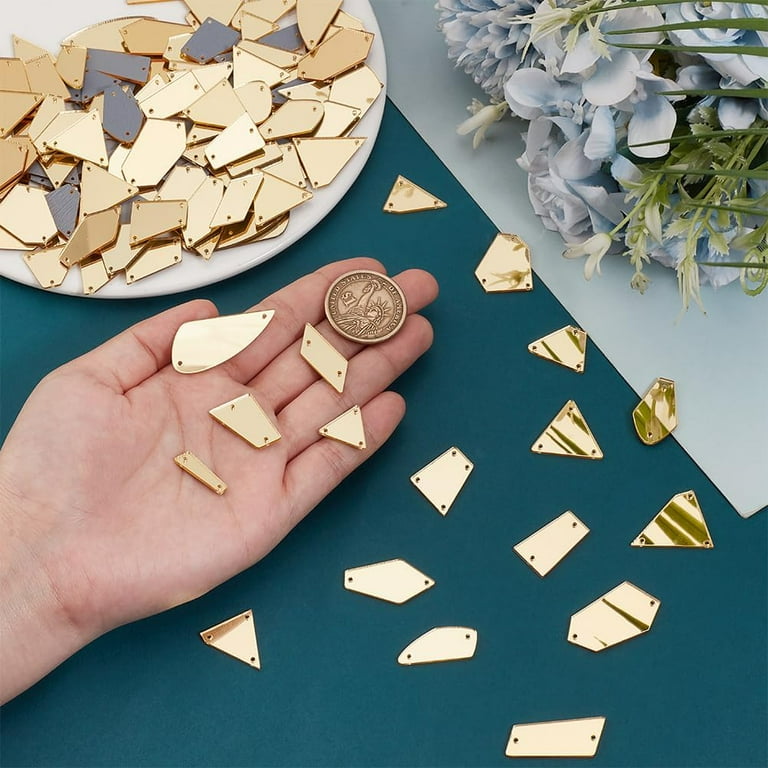 180pcs Sew on Mirror Rhinestones 18 Style Sew on Acrylic Mirror