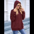thumbnail image 4 of Sudadera con Capucha para Mujer, Informal, de Larga, con Cordón Ajustable, Estilo Waffle, Holgada, con Bolsillo Rojo Oscuro L, 4 of 10