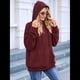 thumbnail image 4 of Sudadera con Capucha para Mujer, Informal, de Larga, con Cordón Ajustable, Estilo Waffle, Holgada, con Bolsillo Rojo Oscuro XXL, 4 of 10