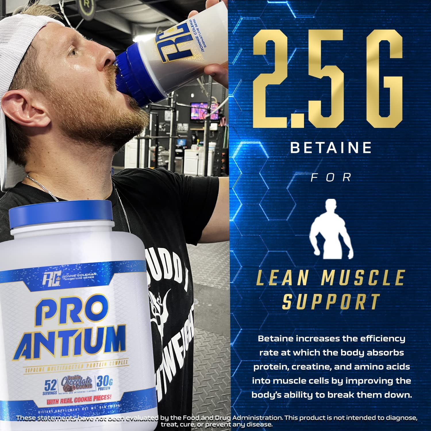 Ronnie Coleman Signature Series Pro-Antium Unflavored High Protein Powder, 5 Lb