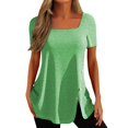 thumbnail image 2 of Only Moment Crew Neck Tee Polyurethane fiber Square Collar Women's Short Sleeve Tops 2026 Spring Summer Trendy Green,XXXL, 2 of 5