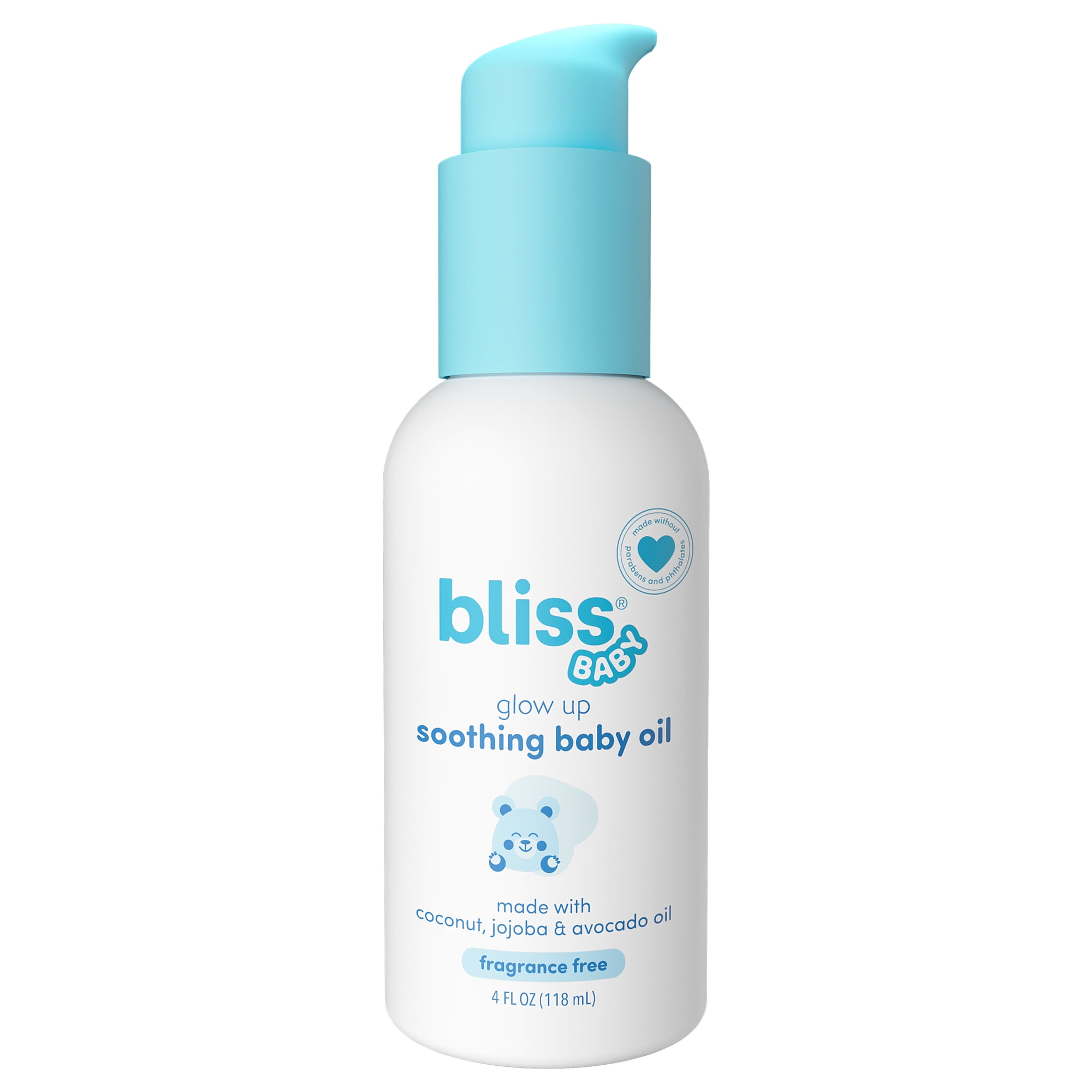 Bliss Baby Soothing Baby Oil, All Natural, Premium & Fragrance Free, Vegan - Made with Organic Avocado Oil & Other Plant-Based Ingredients, Dermatologist Tested, Hydrating Baby Massage Oil, 4 fl. oz.