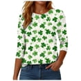 thumbnail image 4 of UngA St. Patricks Day Shirts for Women Lucky Shamrock 3/4 Sleeve Crew Neck T Shirt Saint Patricks Day Irish Graphic Tee Party Spring Tops,Size M, 4 of 8