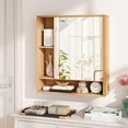 thumbnail image 2 of Costway Bathroom Wall Cabinet with Mirror, Single Door, 3 Open Shelves & Adjustable Shelf Natural, 2 of 10
