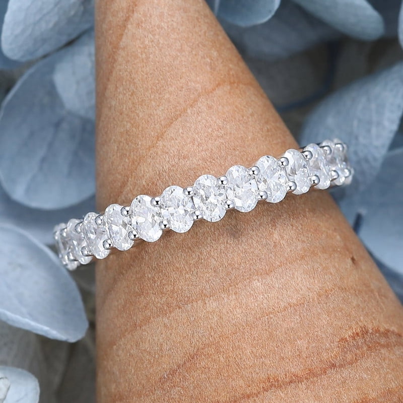 Silvago Jewel White Gold Over 14K Silver Diamond Ring - Oval Cut Excellent 3 Ct Diamond Engagement Rings - Engagement Wedding Full Eternity Bands for Women's - Latest Engagement Diamond Rings