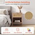 thumbnail image 6 of Giantex Rattan Nightstand, Wood Bedside End Table w/USB Ports for Bedroom, Oak, 6 of 9