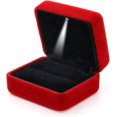 thumbnail image 1 of (Red) Velvet Ring Box with LED Light Ring Box for Wedding, Proposal, Engagement, 1 of 5
