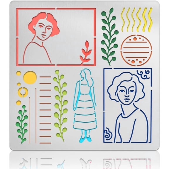 Wood Burning Metal Stencils Templates Human Abstract Figure Drawings Reusable Templates for DIY