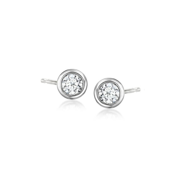 Ross-Simons 0.20 ct. t.w. Bezel-Set Lab-Grown Diamond Stud Earrings in Sterling Silver, Women's, Adult
