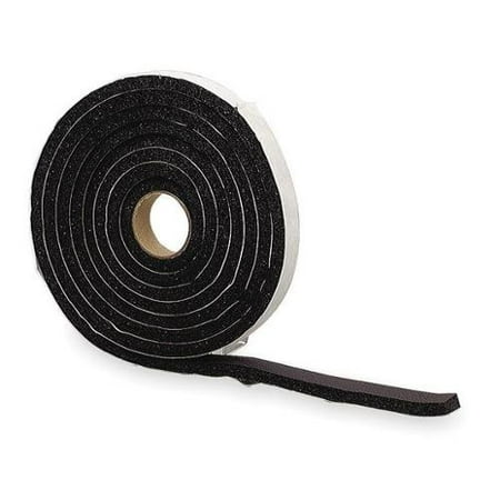 2RRF3 Foam Seal, 10 ft., 1/2 in. W, Black, Rubber