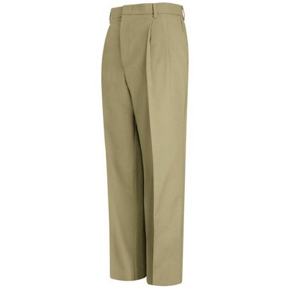 red kap pt38 men's pleated twill slacks khaki 33w x unhemmed