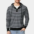 thumbnail image 2 of Men's Hoodies Long Sleeve Shirts Oversized Striped Color Block Hoodies Sweatshirt with Drawstring Loose Sportswear Tops Warm Basic Sweatshirt Casual Side Splits Pullover, 2 of 4