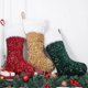 thumbnail image 2 of Calcetines de Navidad de con brillante con puño de felpa grande, decoración clásica de árbol de chimenea, adorno colgante para decoración(Verde)(1 pieza), 2 of 5
