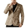 thumbnail image 4 of INSPIRE CHIC Men's Party Blazer Animal Print Notched Lapel Lightweight Suit Jacket L Brown, 4 of 8