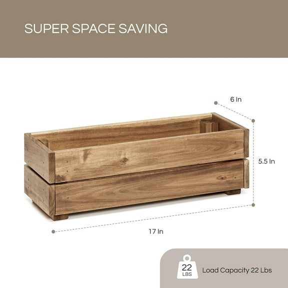 Wooden Planter Box, Acacia Wood Flower Container, Rustic Rectangle Storage for Planting, Decor and Storage - 3 Colors (Natural)