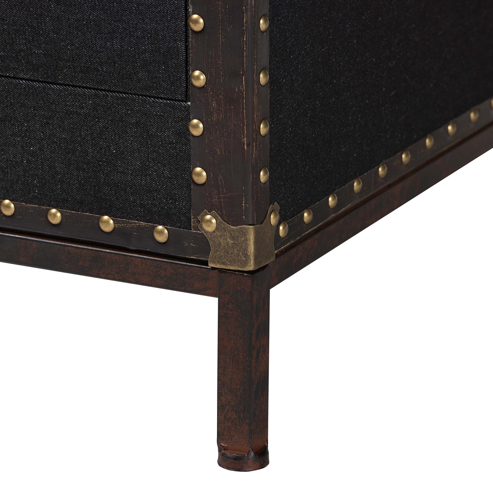 Baxton Studio Laura Vintage End Table, 2-Drawer, Black