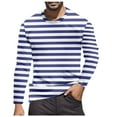thumbnail image 3 of T Shirts for Man Long Sleeve Fall Warm Color Block Striped Tops 2025 Casual Classic Crew Neck Slim Stretchy Comfortable Mens T-Shirts Navy XXXL, 3 of 5