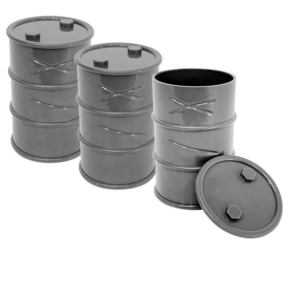 Set of 3 Gray Oil Drums For WWE & AEW Wrestling Action Figures