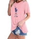 thumbnail image 2 of Tops Cortos para Mujeres Bandera de Moda Impresa Cuello Redondo, Camiseta de Manga 3/4 para Uso Diario, Casero Y Cómodo, 2 of 4