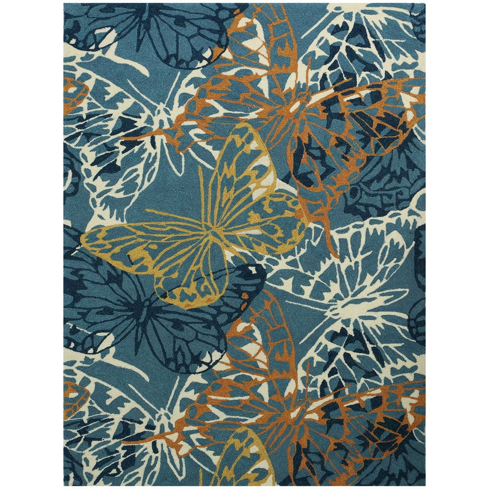 Indoor/Outdoor Multi-purpose Blue Butterfly Rug 5'x7'6" - Walmart.com - Walmart.com