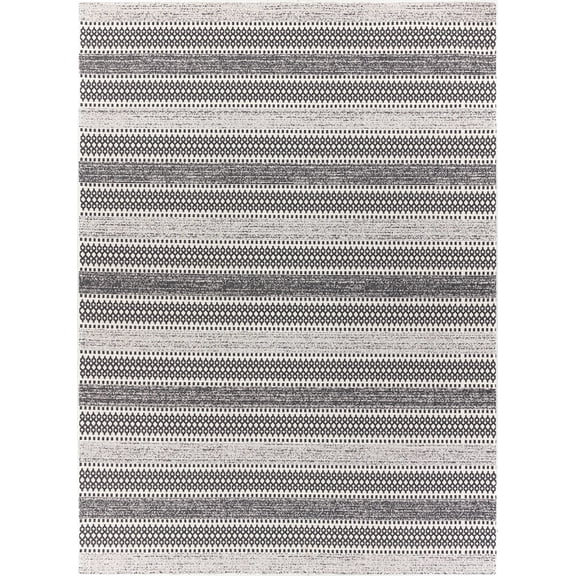 BoutiqueRugs Planada Bohemian, Transitional Area Rug - Black, Cream - 6'4" x 9'