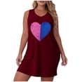 thumbnail image 2 of Blmnix Women's Nightgowns Valentine Sleep Tanks Cotton Nightgowns Nightgown Above-the-Knee Red Crew Neck Sleeveless Womens Nightgowns,L, 2 of 6