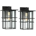 thumbnail image 3 of Possini Euro Design Arley Modern Industrial Outdoor Wall Light Fixtures Set of 2 Black 16" Seedy Glass for Post Exterior Barn Deck House, 3 of 10