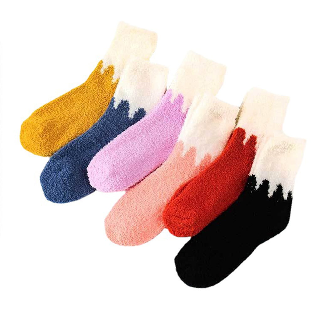 Black Milk Women Winter Fuzzy Slipper Socks Cute Milk Patchwork Coral Velvet Foot Warmer 