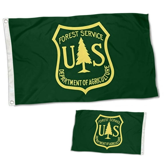 Dutern Double Sided USFS Forest Service Flag Banner 3 Ply with Brass Grommets 12x18 Inch