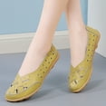 thumbnail image 5 of Dakaela Women's Leather Flats Shoes Casual Slip on Walking Driving Loafers Cutout Sneakers Yellow 6.5, 5 of 9