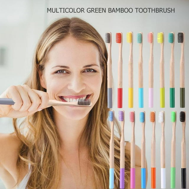 EeaseMX 4 cepillos de dientes de bambú biodegradables, ecológicos, para viajes y uso doméstico (negro)