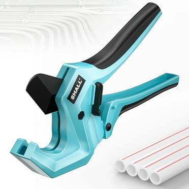 SHALL PVC Pipe Cutter, Cuts up to 1-5/8”, Heavy-Duty Aluminum Ratchet Pipe Cutter Tool for PVC, PPR, PE, PEX, Plastic Hoses & Plumbing Pipes, Fast Pipe Tube Cutters with High Performance SK5 Blade