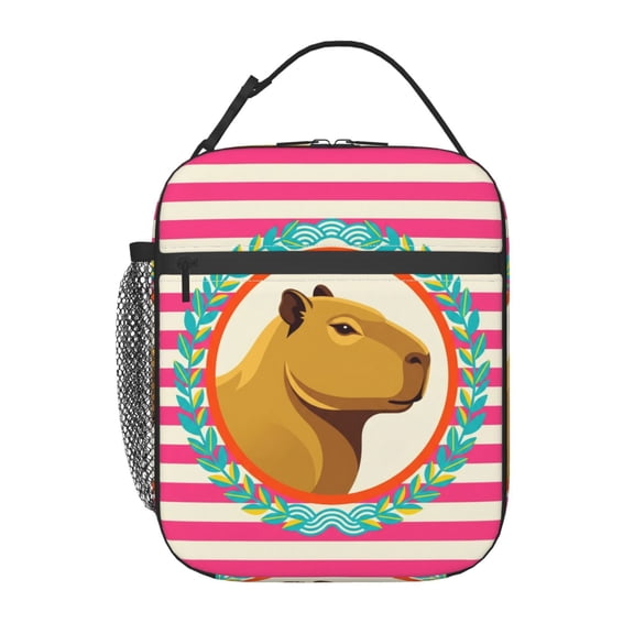 Cute Capybara Lunch Bags Reusable Insulated Lunch Box Portable Zipper Cooler Tote Bag For Men Women Work Picnic Office Camping Beach