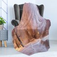 thumbnail image 4 of Winter Soft Flannel Fleece Blanket, Winter Night Scenery with Frozen Trees and Snowy Road Landscape Photography Print, Cozy Plush for Indoor and Outdoor Use, 50" x 70", Salmon White, by Ambesonne, 4 of 5