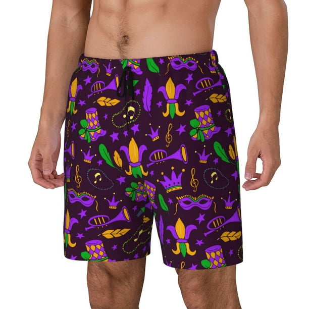 Fotbe Mardi Gra2 Traje de Baño para Hombre – Shorts de Natación de Secado Rápido con Forro y Bolsillos-XX-Large